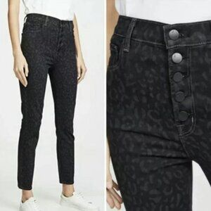NWT J BRAND‎ Lillie Black Leopard Button Fly Print High Rise Crop Skinny Jeans